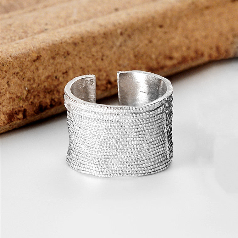 Irregularly Textured Wide-faced Open Ring