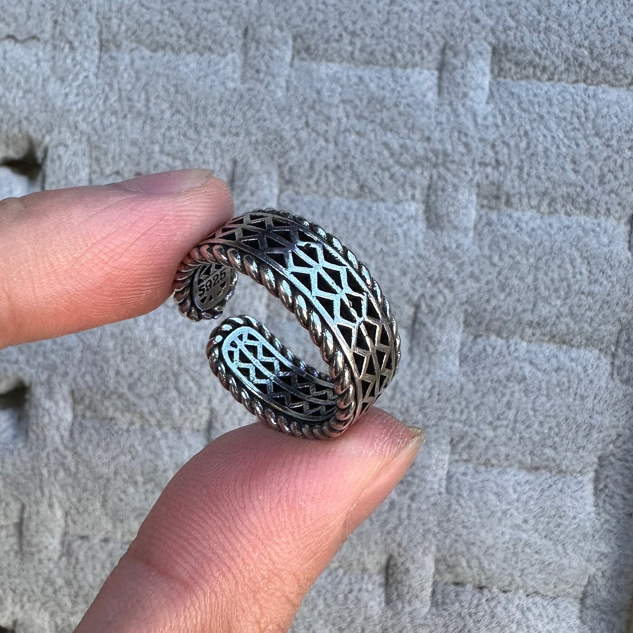 Vintage Vintage Men's Niche Adjustable Ring With An Open Mouth