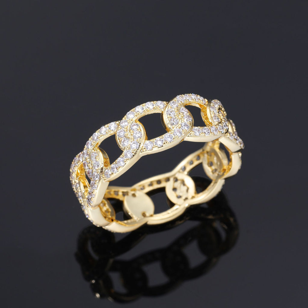 Jurchen Gold-plated Diamond-studded Chain Ring