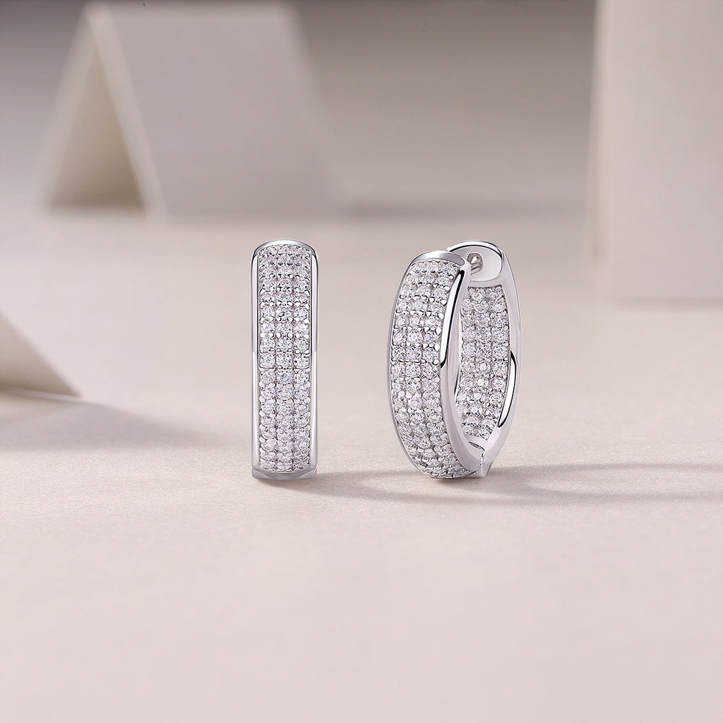 Years - Earrings Set With Top-quality Moissanite S925 Silver And Platinum-plated Stud Earrings, A Fashionable And Trendy Accessory, Can Be Tested With A Diamond Pen