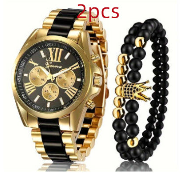 Fashion Simple Fake Three-eye Steel Belt Quartz Watch