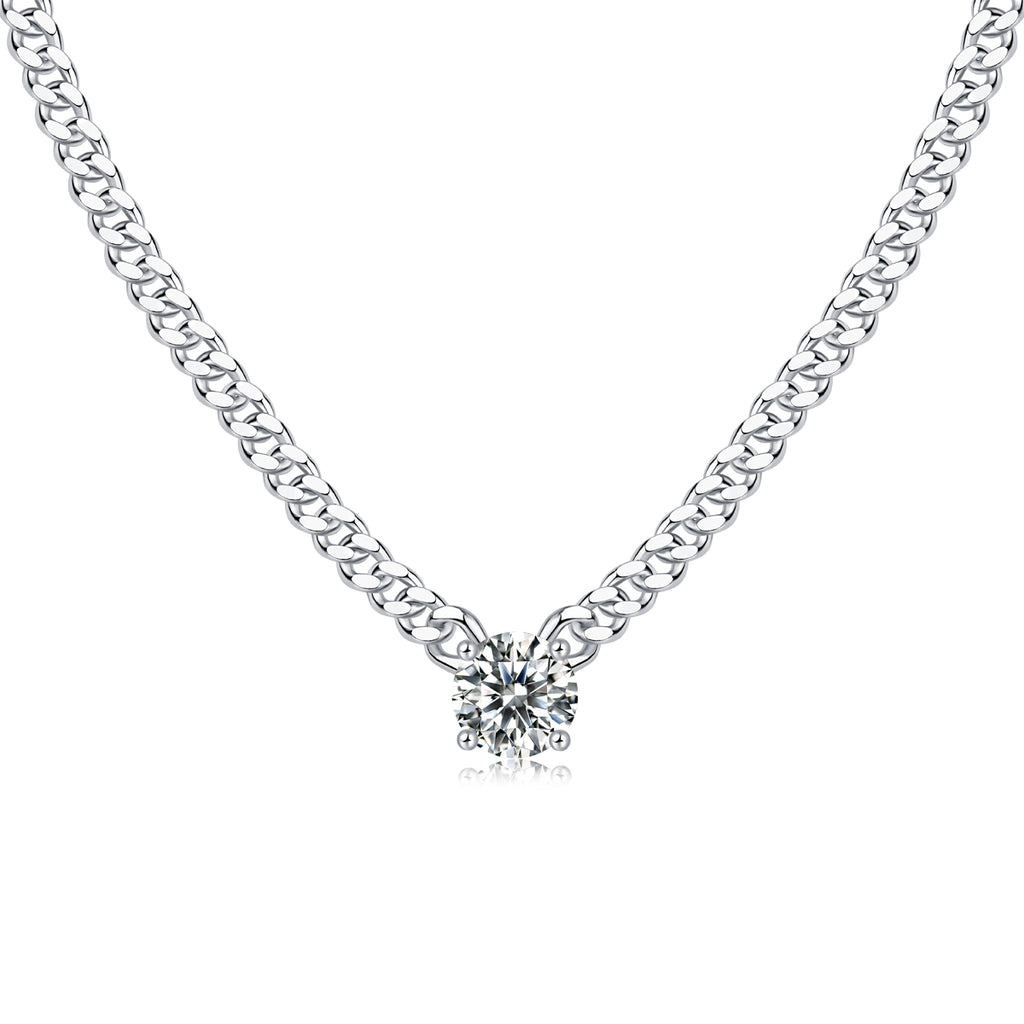 Cuban Necklace - Set With Top-quality Moissanite S925 Silver And Platinum-plated Pendant, A Fashionable And Trendy Accessory That Can Be Tested With A Diamond Pen