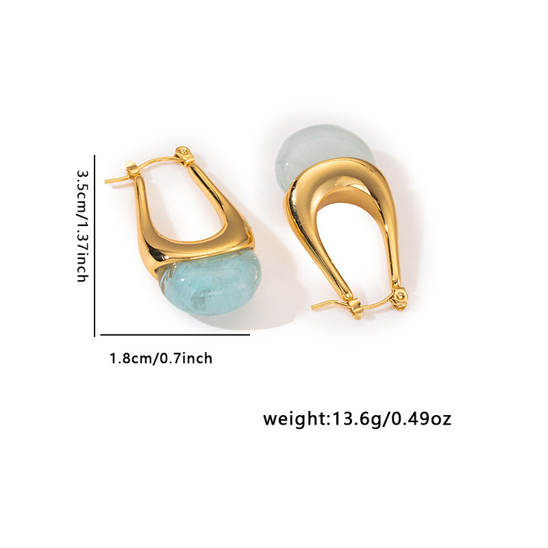 French Style Personalized Glossy Transparent Water Drop Earrings