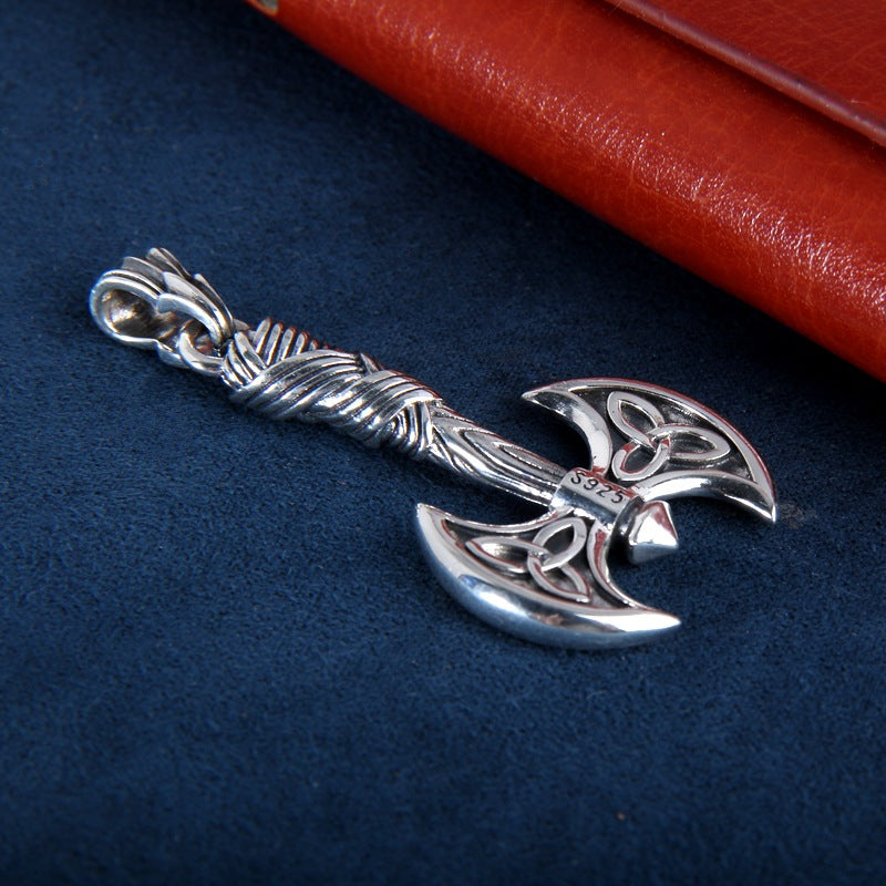 Pure Silver Viking Axe Pendant Unique Niche