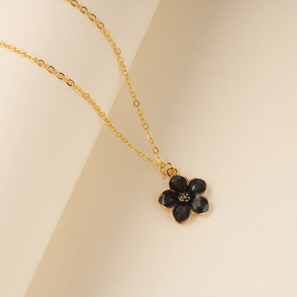 Stylish Oil-drip Flower Necklace For Women Delicate Pendant