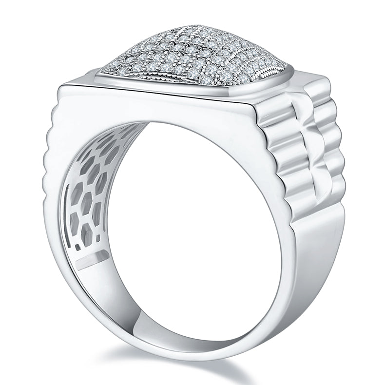 Men's Luxury And Fashionable Light Luxury Jewelry Silver Ring S925 Silver-plated Platinum Set With Top-quality Moissanite