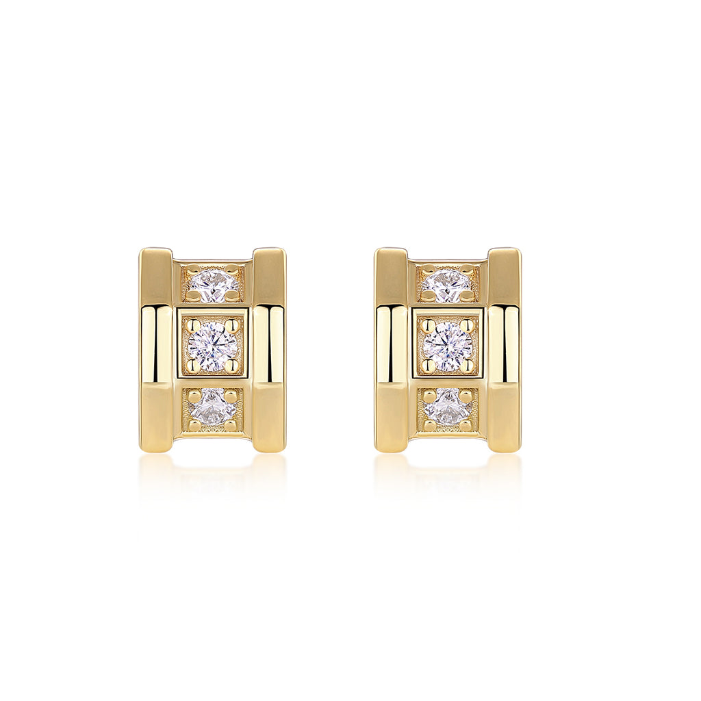 Geometric Heart - Premium Moissanite Luxury Fashion Light Luxury Jewelry Silver Stud Earrings S925 Silver Electroplated Gold