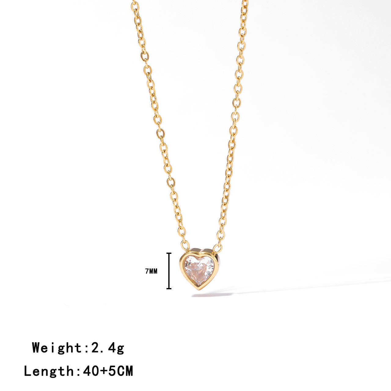 New Compact And Sweet Heart-shaped Zircon Titanium Steel Necklace For Women