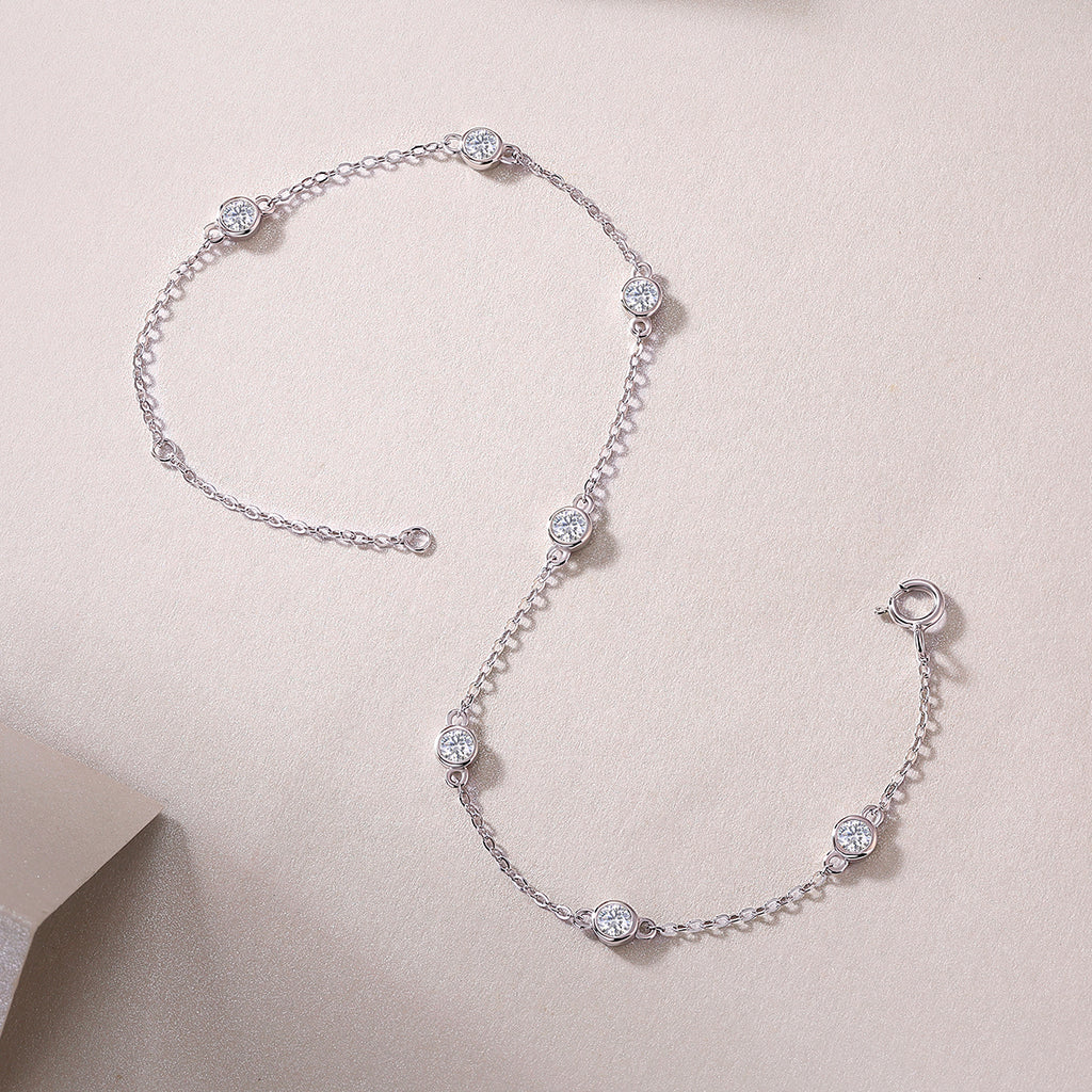 Dynamic Bubble - A Fashionable And Light Luxury Jewelry Silver Bracelet And Bracelet Set With Top-quality Moissanite, S925 Silver Electroplated Platinum