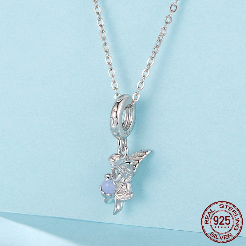 S925 Sterling Silver Luminous Angel Pendant Diy Beaded