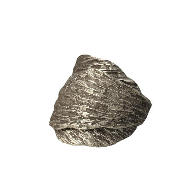 Retro Distressed Leaf Adjustable Open Ring
