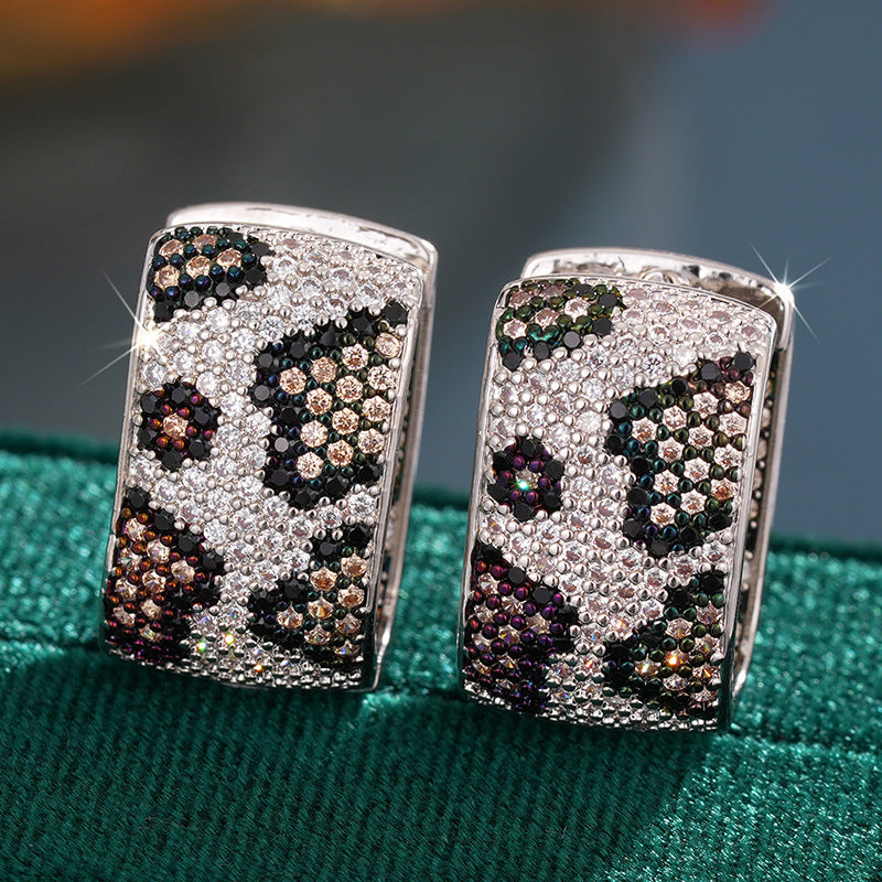 Leopard-print Earrings With Dual-tone Plated Ear Clips