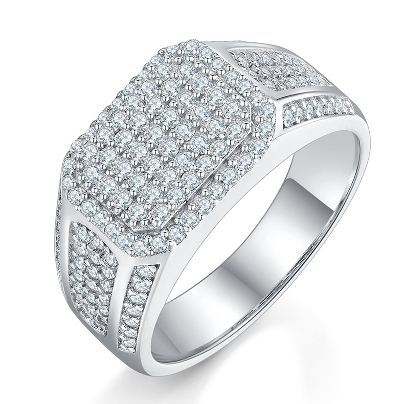 Men's Luxury And Fashionable Light Luxury Jewelry Silver Ring S925 Silver-plated Platinum Set With Top-quality Moissanite