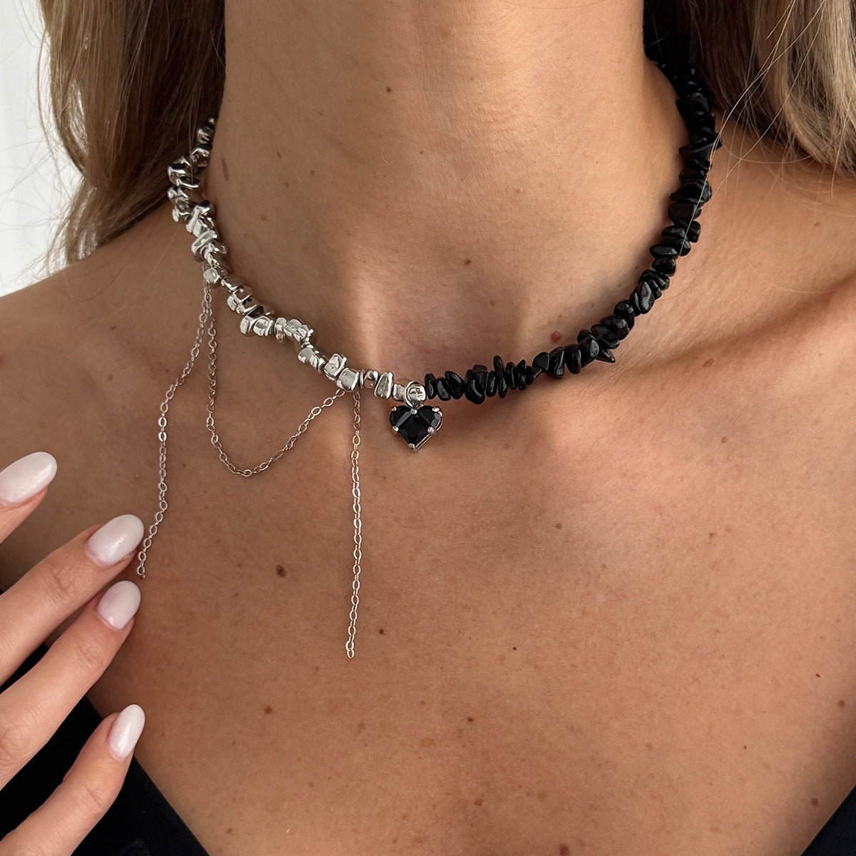 Cool Minimalist Cross Tassel Heart Pearl Necklace