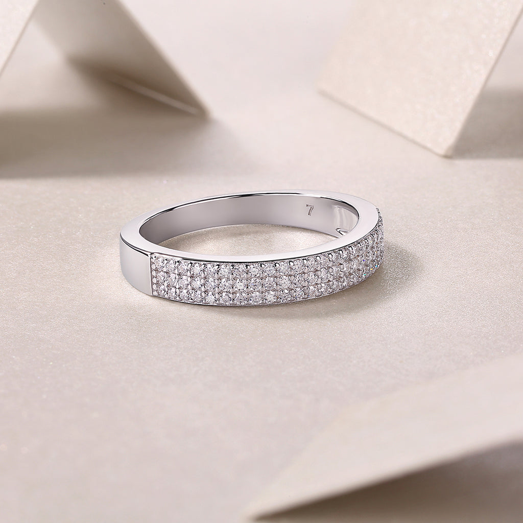 Dancing Gracefully - A Wedding Ring Set With Top-quality Moissanite S925 Silver And Platinum-plated Diamond. The Ring Can Be Tested With A Diamond Pen In Yellow Gold And Rose Gold