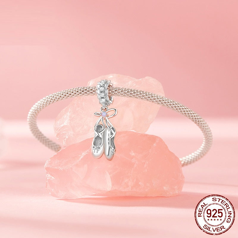 S925 Sterling Silver Fashion Ballet Dance Shoe Pendant