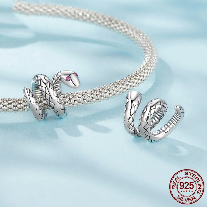 S925 Sterling Silver Snake Running Diy Lucky Beads