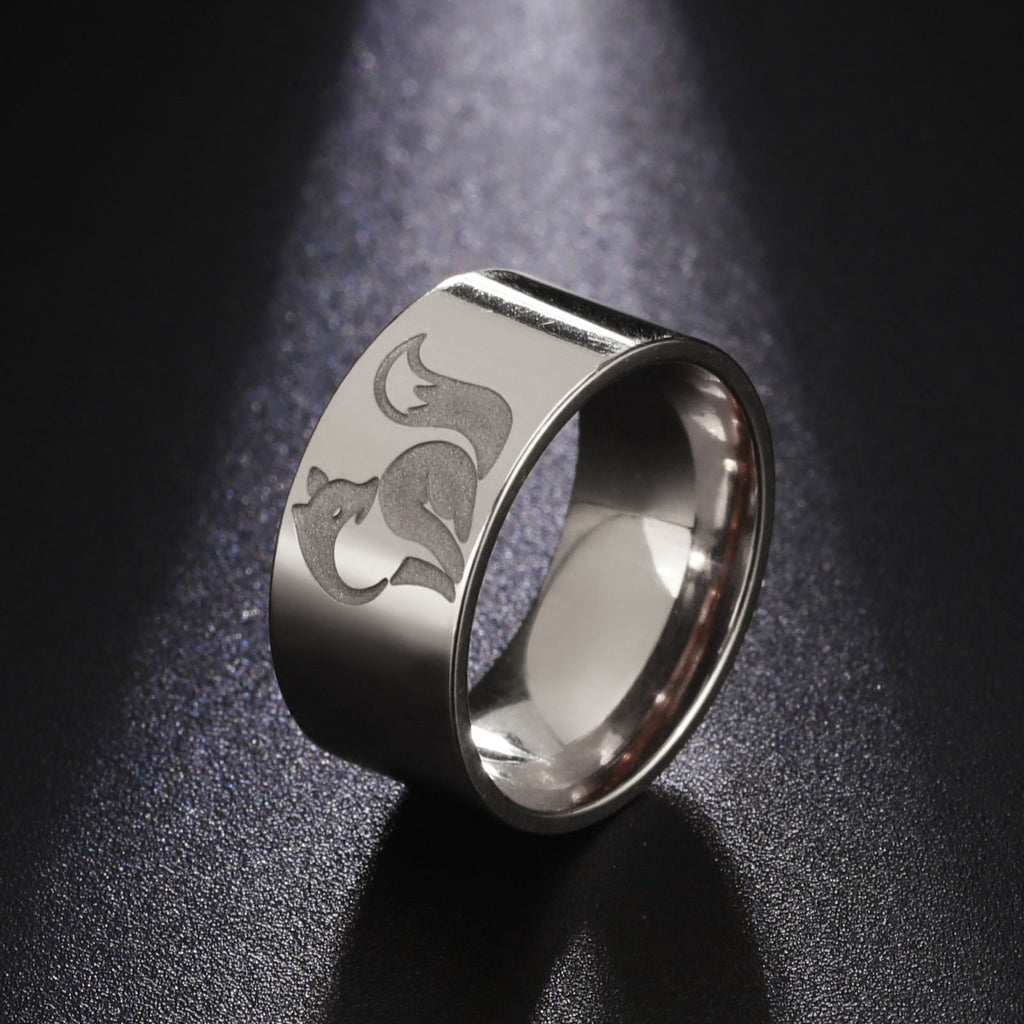 10mm-wide Stainless Steel Squirrel Men's Titanium Ring