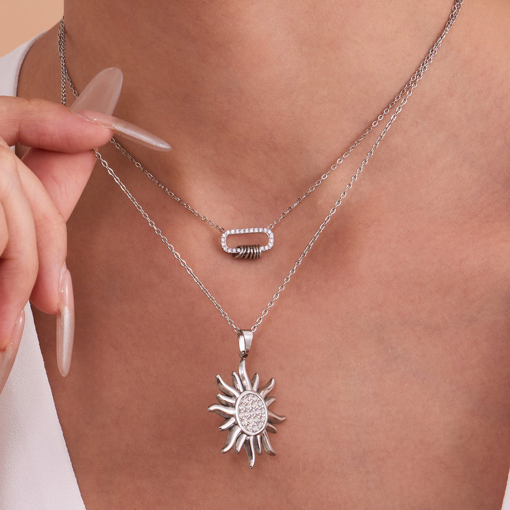 Stainless Steel Sunflower Pendant Necklace