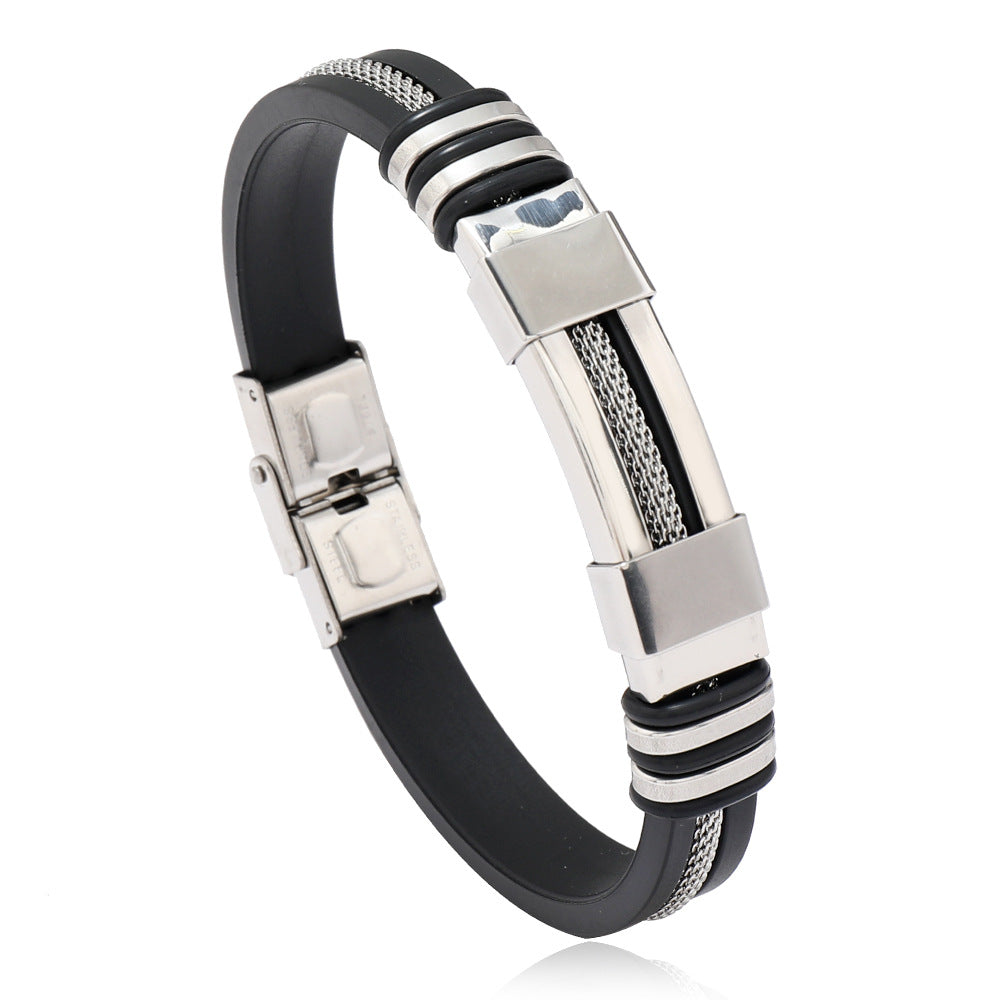 Fashionable Snake-Print Plated Steel Chain Bracelet