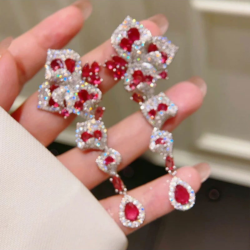 Elegant Slender Zircon Flower Earrings That Exude A Refined Sense Of Style