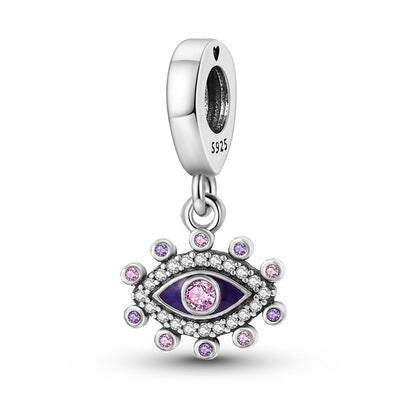 925 Silver Color Zirconium Devil's Eye Loose Beaded Hanging Ornament