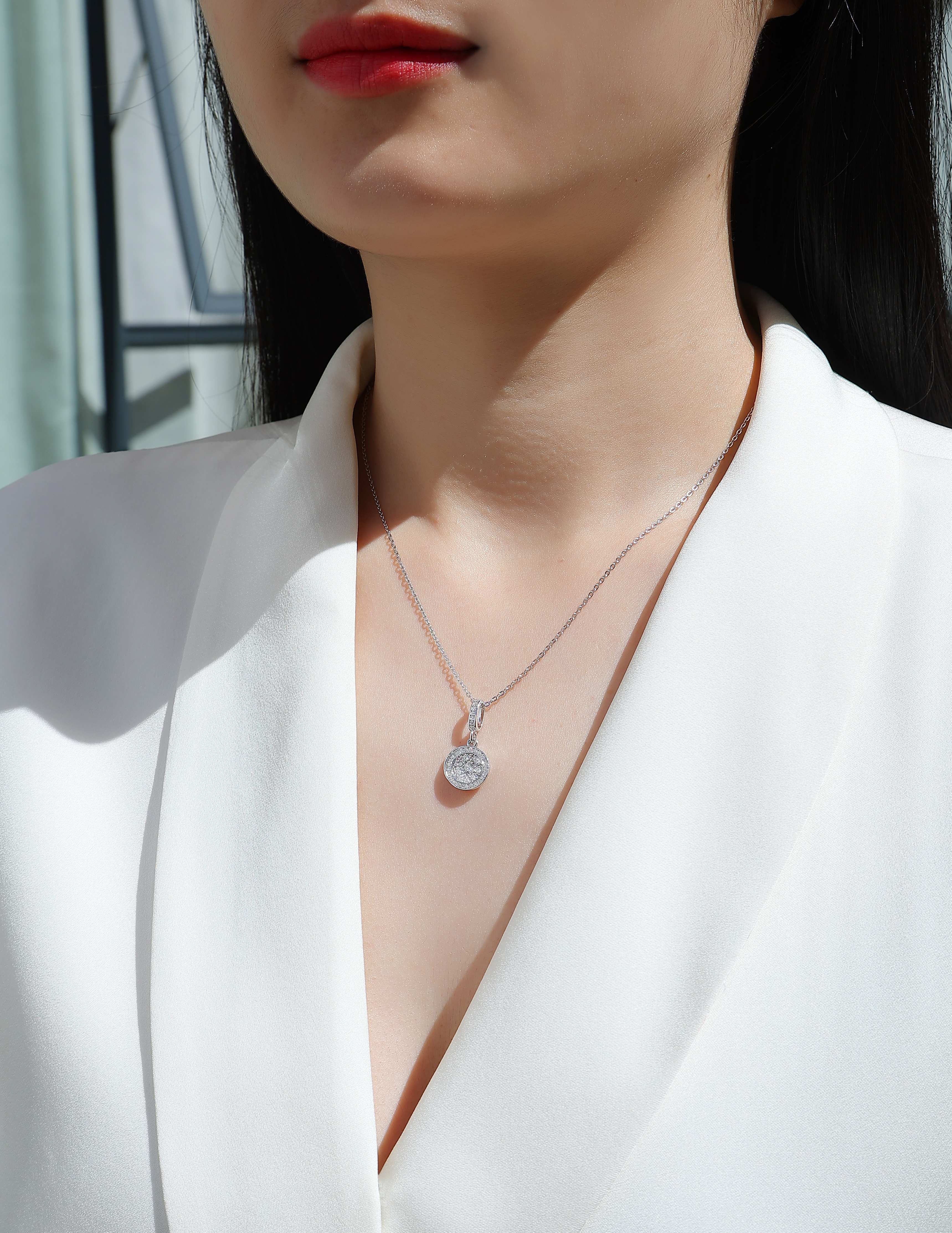 Double Ring Combination - Set With Top-quality Moissanite Fashionable Light Luxury Jewelry Silver Pendant Necklace S925 Silver Electroplated Platinum