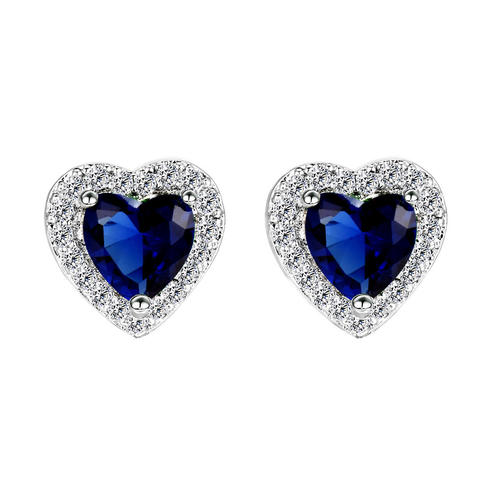 Heart-shaped Zircon Stud Earrings For Women