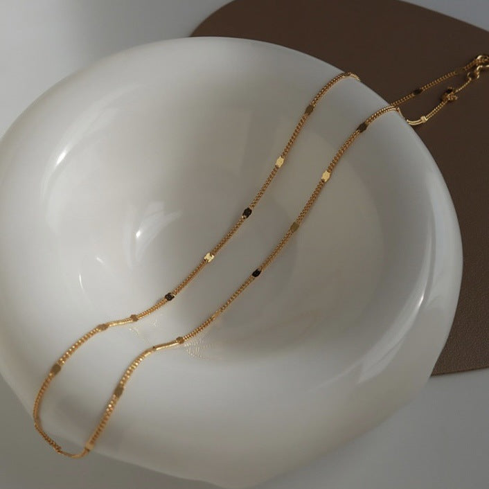 S925 Sterling Silver Necklace With A Minimalist, High-end 18K Gold Finish