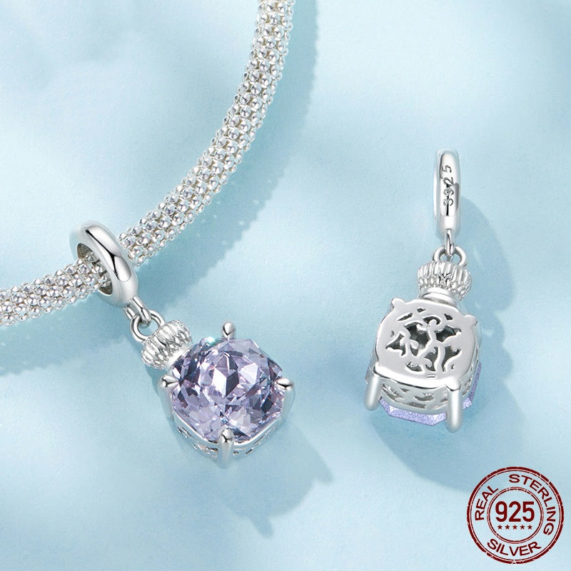 Purple Perfume Bottle Diy Pendant Parts Fashion S925 Sterling Silver Beads