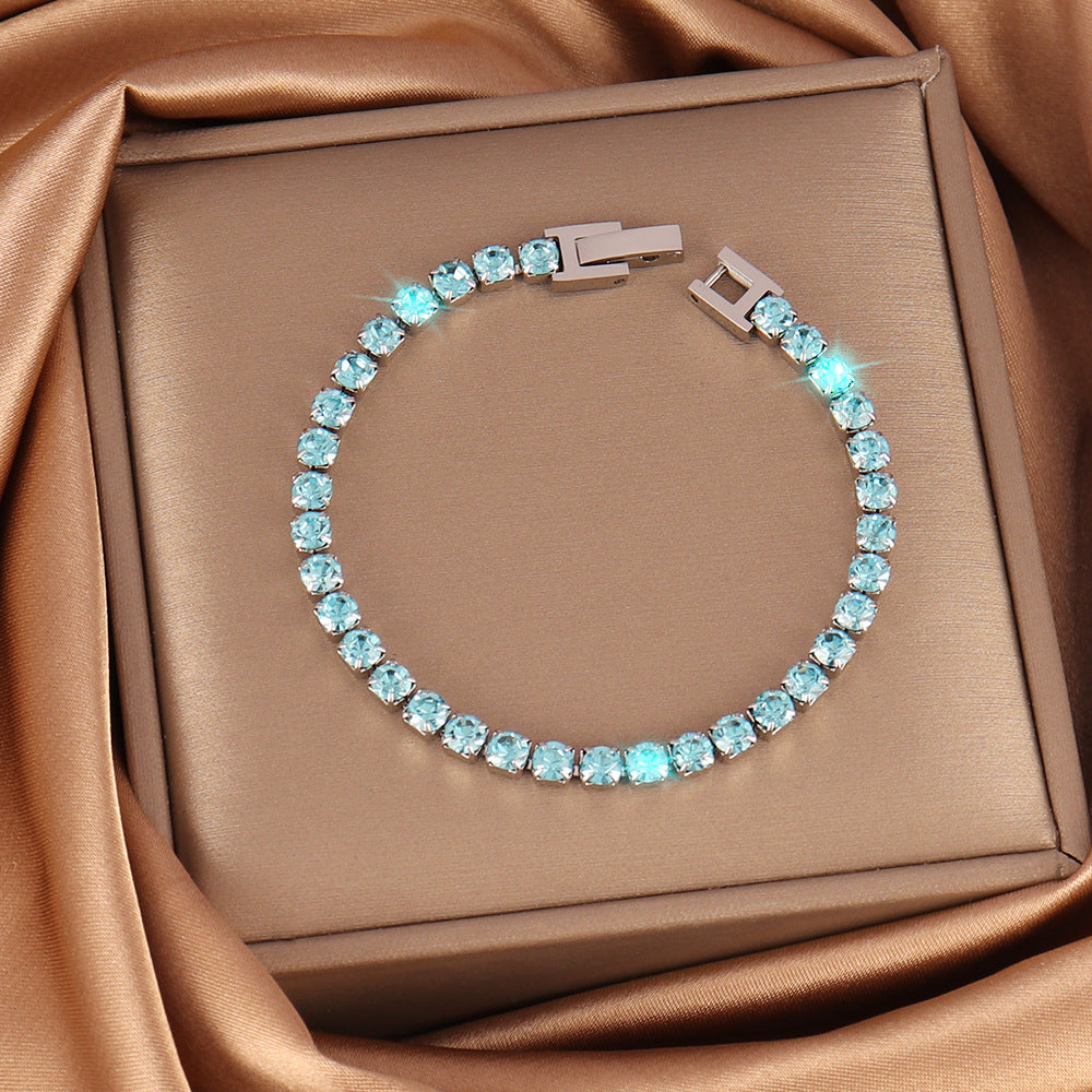 Stainless Steel 4mm Zircon Tennis Bracelet In Multiple Colors