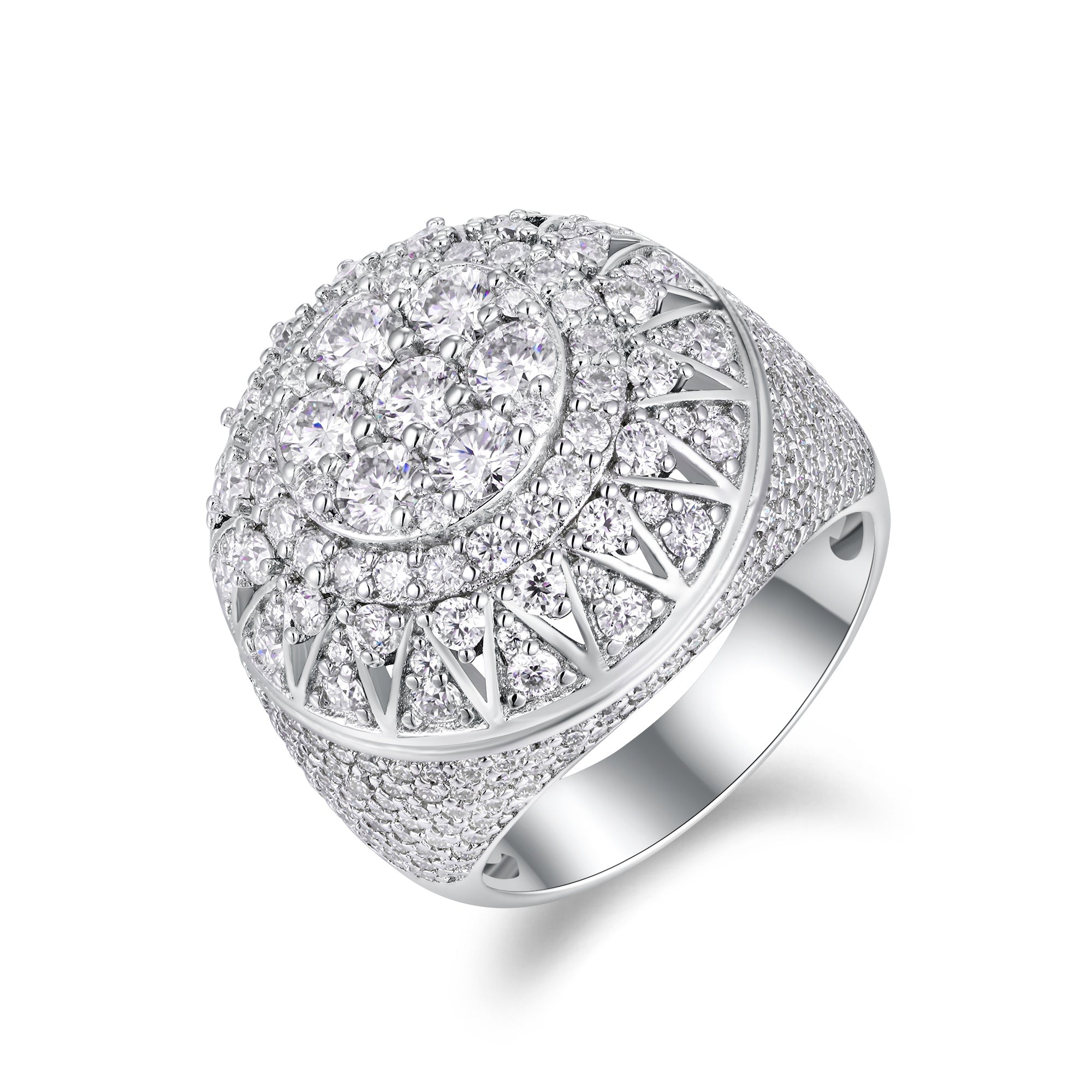Men's Letter H Set With Top-quality Moissanite Luxury And Fashionable Light Luxury Jewelry Silver Ring S925 Silver Plated Platinum