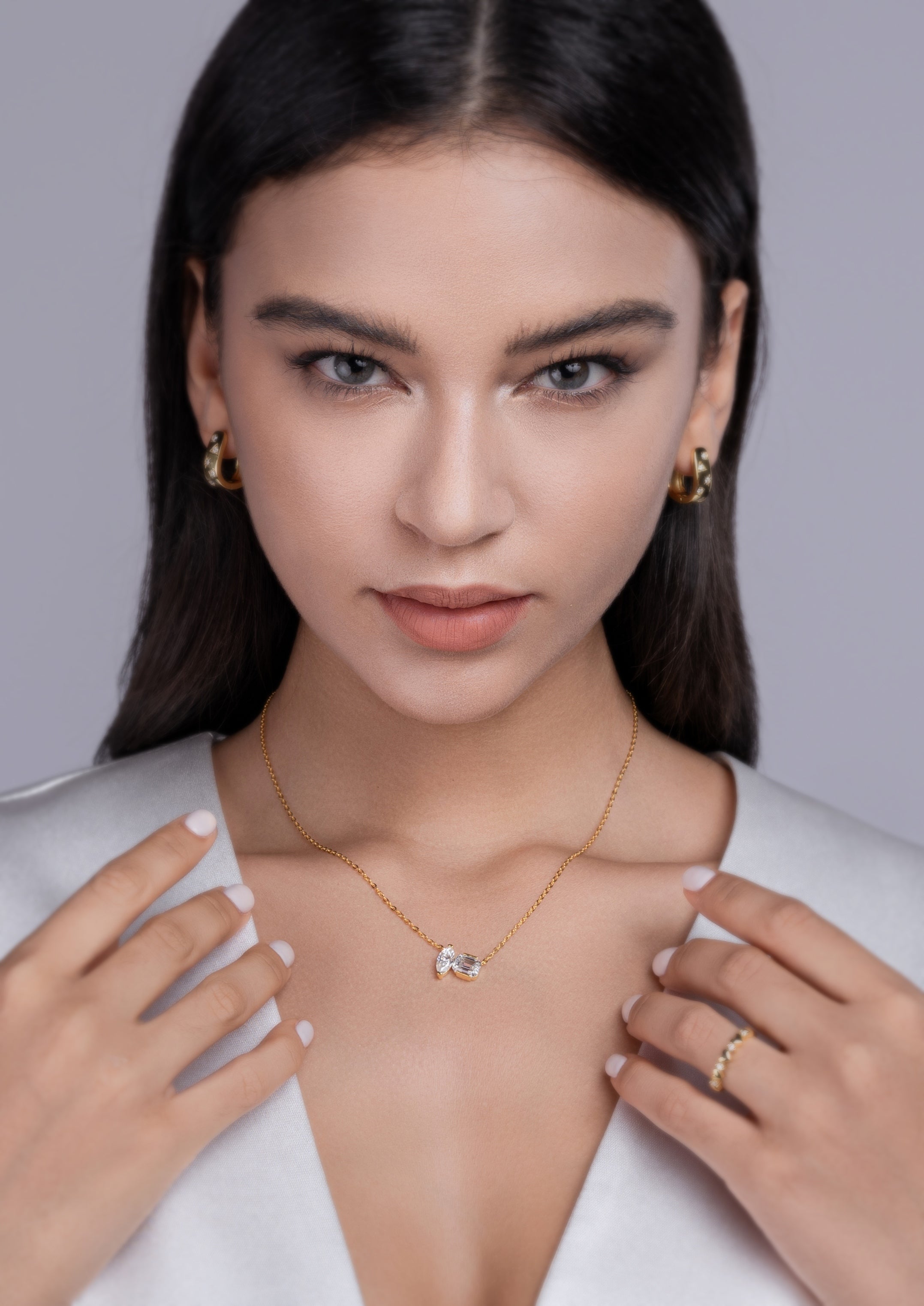 Double Diamond Shadow - A Fashionable And Trendy Necklace Pendant Set With Top-quality Moissanite S925 In Silver And Gold-plated. It Can Be Tested With A Diamond Pen