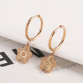 Metal Plum Blossom Sparkling Stainless Steel Electroplated Earrings