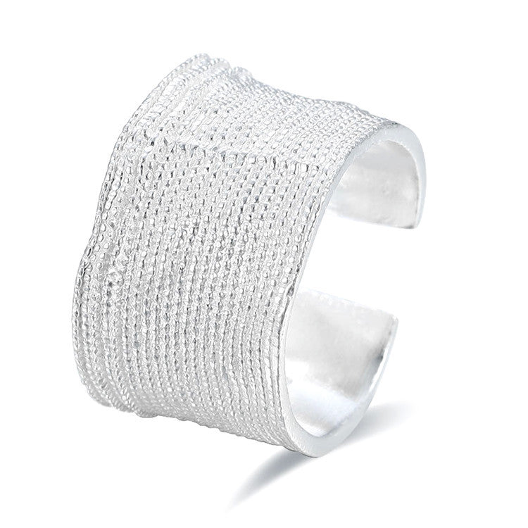 Irregularly Textured Wide-faced Open Ring