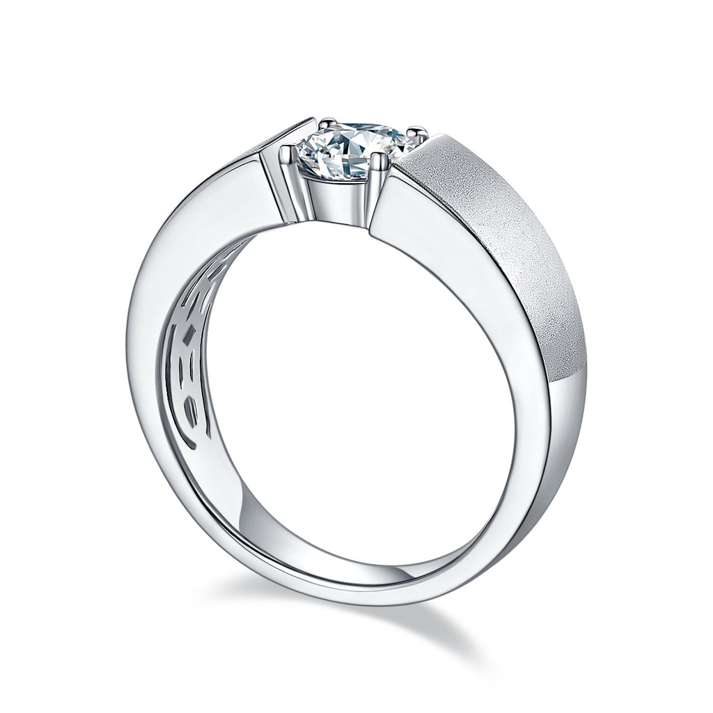 Men's 1-carat Luxury And Fashionable Light Luxury Jewelry Silver Ring Set With Top-quality Moissanite, S925 Silver-plated Platinum