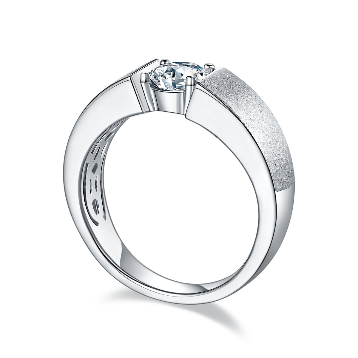 Men's 1-carat Luxury And Fashionable Light Luxury Jewelry Silver Ring Set With Top-quality Moissanite, S925 Silver-plated Platinum