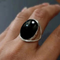 Vintage Obsidian Hollowed Out Bohemian Ring