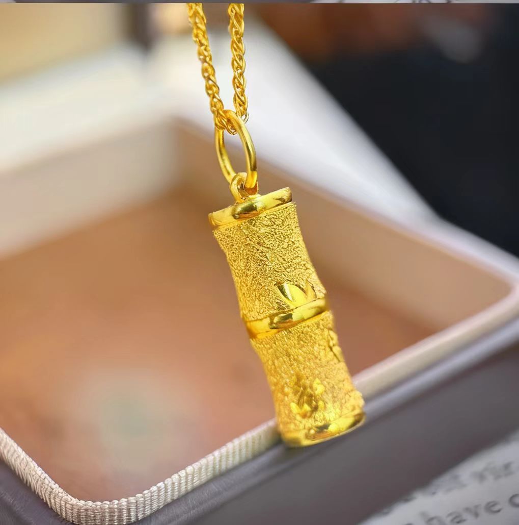 Womens Bamboo-Section Cylindrical Pendant Jewelry