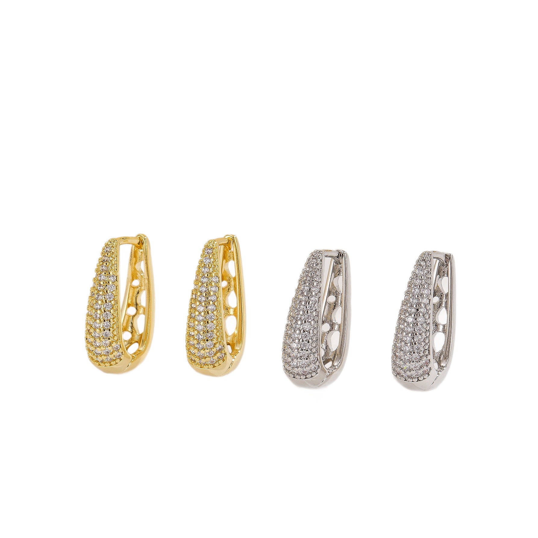 Elegant Temperament With Full Diamond Copper Earrings