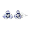 Morning Glory Oil-drop Stud Earrings For Women With Micro-paved Zircon