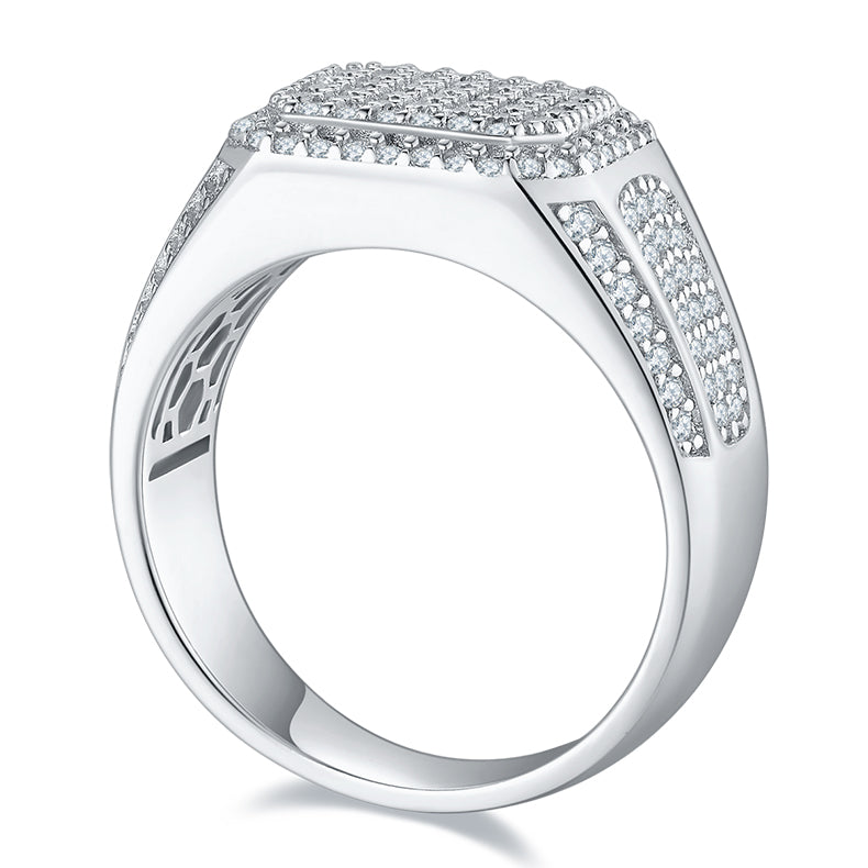 Men's Luxury And Fashionable Light Luxury Jewelry Silver Ring S925 Silver-plated Platinum Set With Top-quality Moissanite