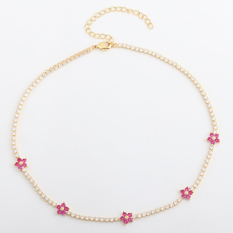 Flower Necklace With Delicate Micro-paved Zircons