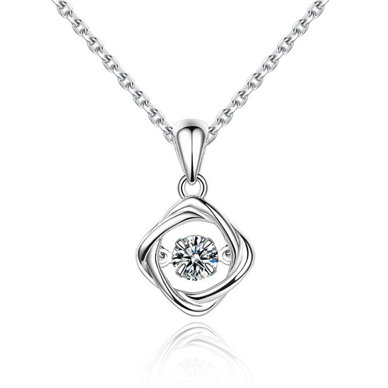 Womens Korean-style Minimalist S925 Sterling Silver Dainty Four-Leaf Clover Necklace