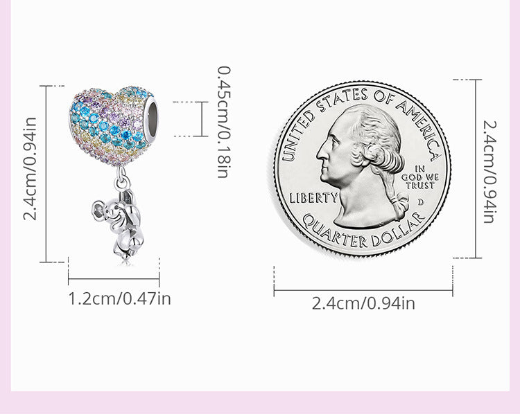 Fashion Love Balloon Little Koala Silver Pendant