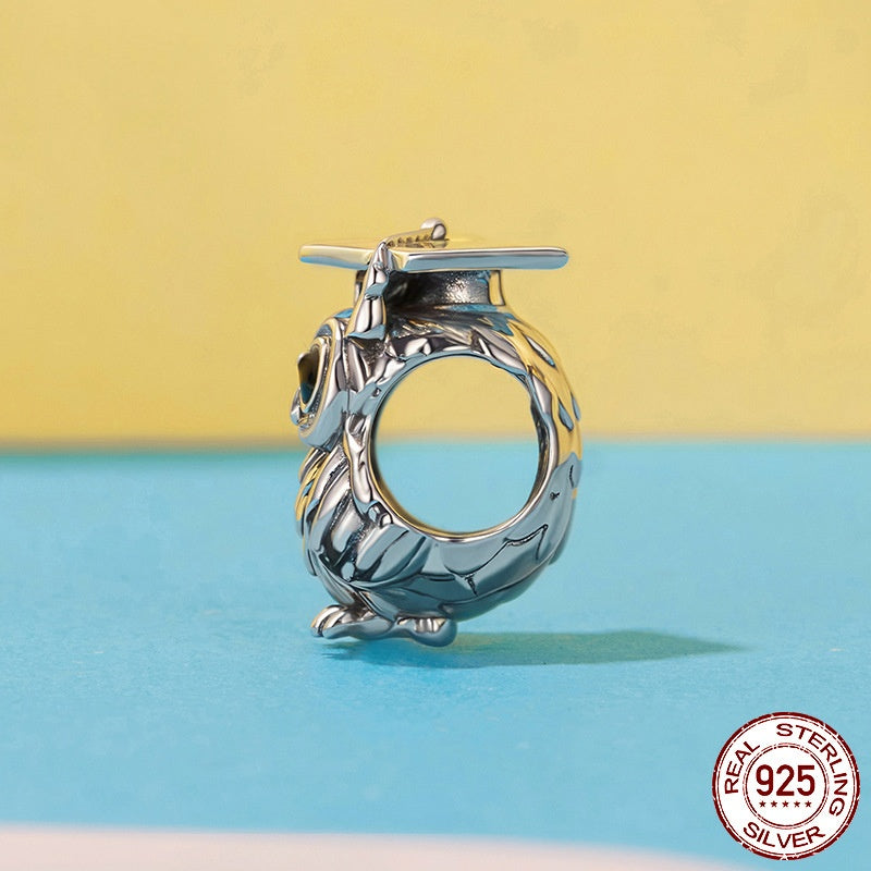 Graduation Season Wisdom Owl Diy Beaded S925 Silver Bead