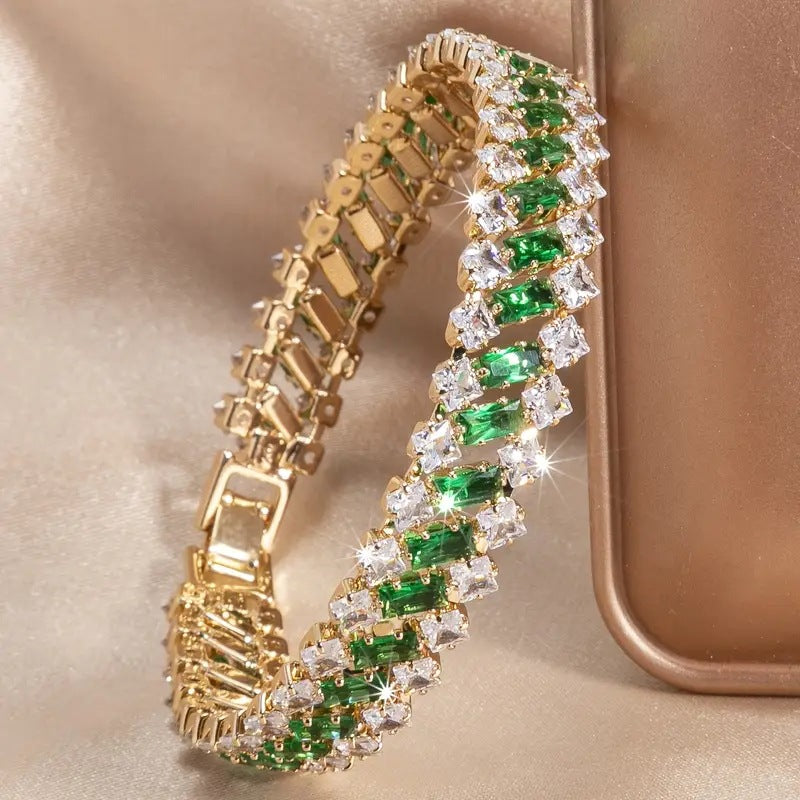New Multi-row Diamond Braceletsleek And Dazzling With A Full Diamond Setting