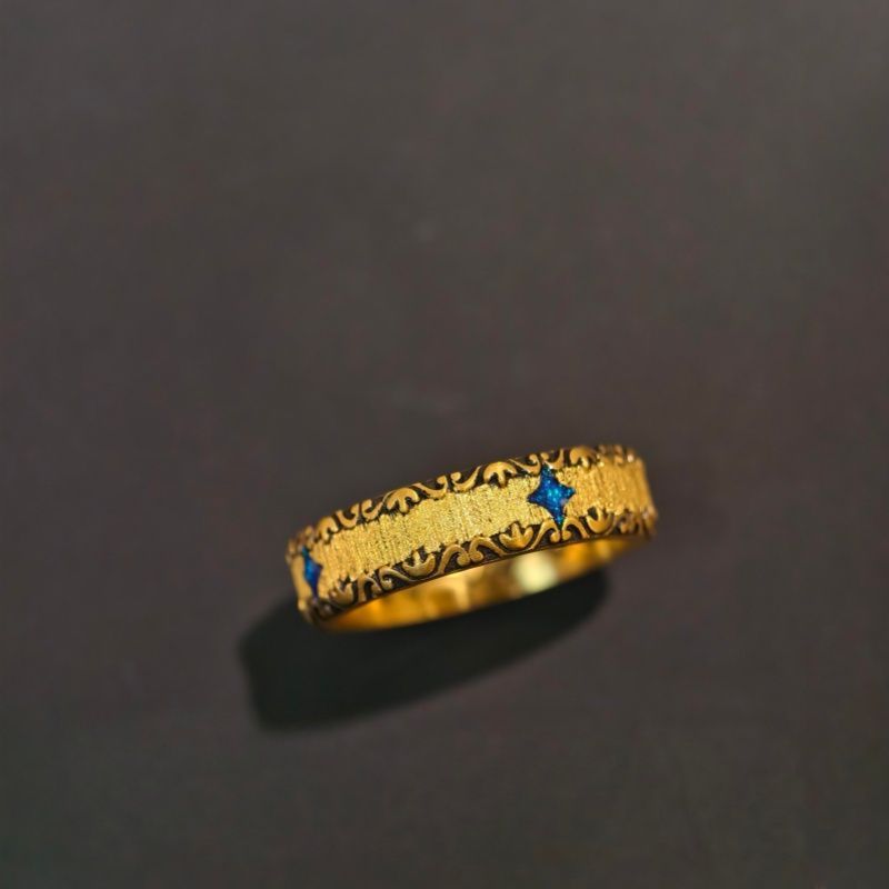 Light-luxury Versatile Sweet-cool Style Vintage Distressed Sea-wave Ring For Women
