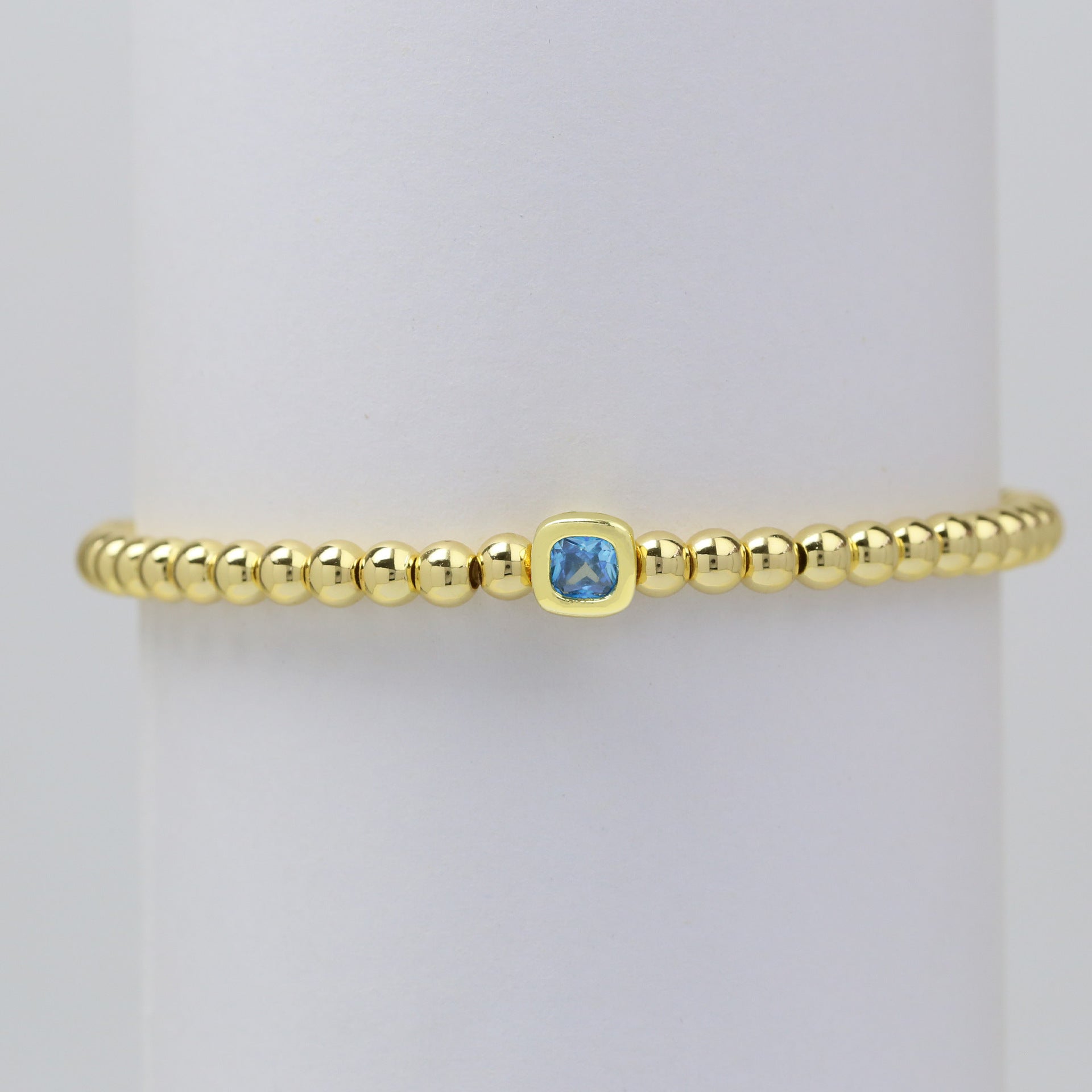 December Square Birthstone Bracelet In Brass