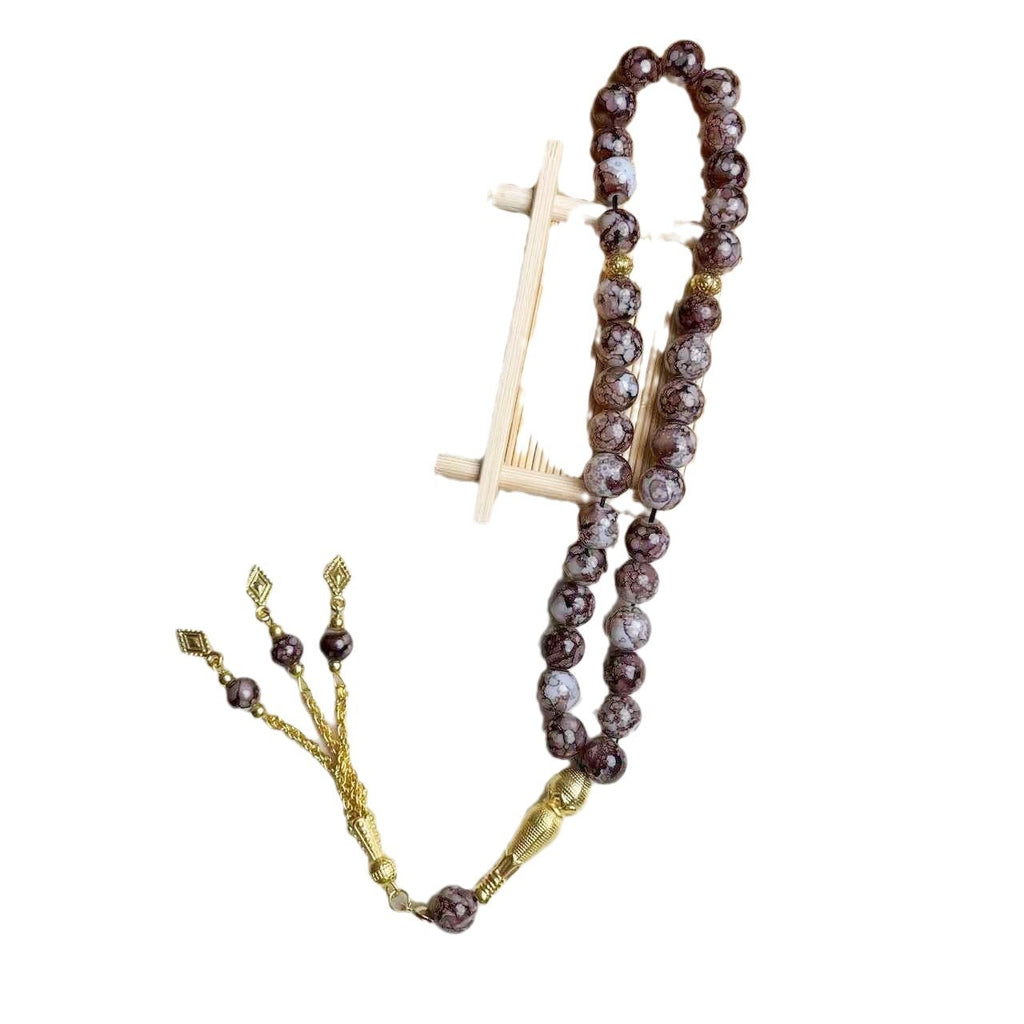 33-piece Gold Tassel Glass Bracelet With 10mm Large Flower Beads